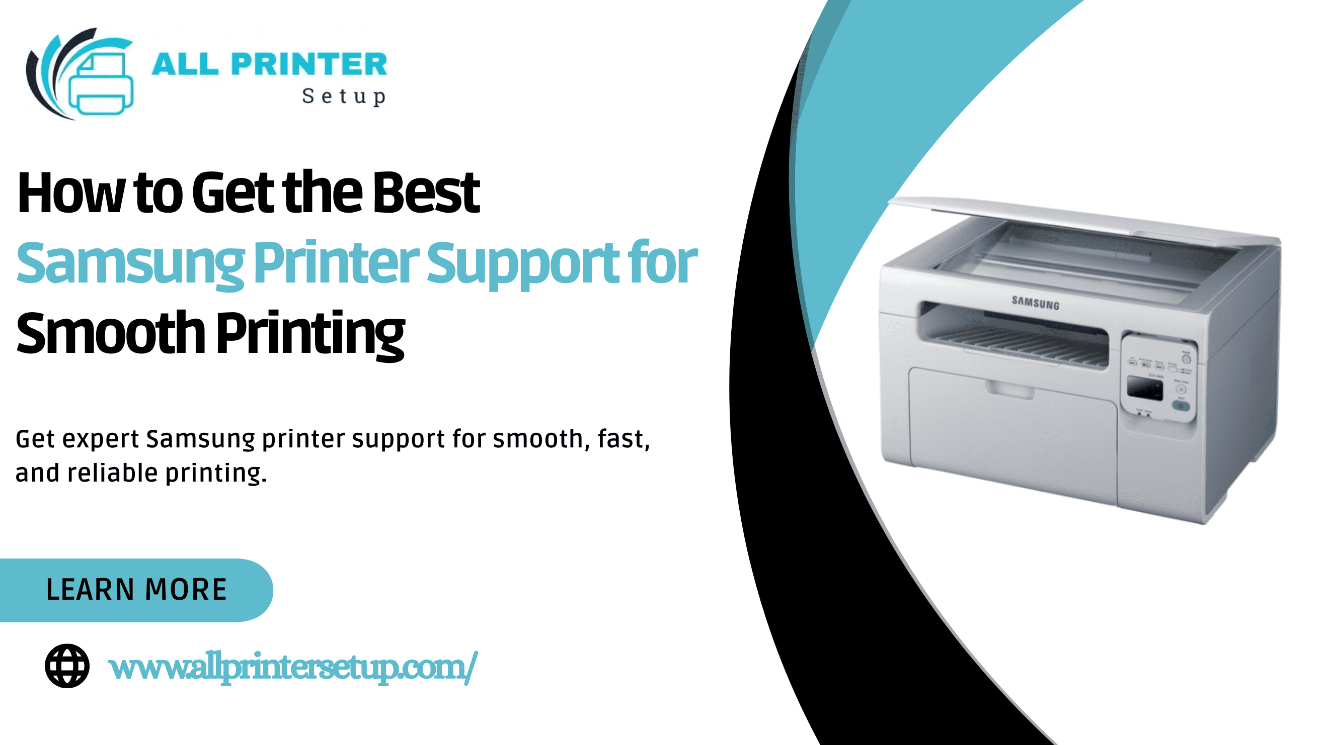 All Printer Setup ad offering expert Samsung printer support services.